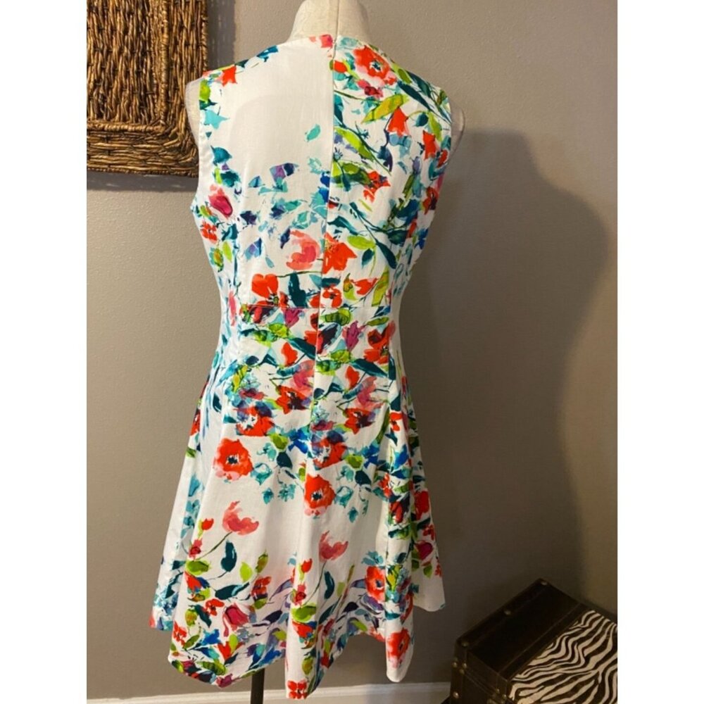 American Living A Line Dress 16 Floral Washable Stretch Cotton Sleeveless Summer - Picture 5 of 8